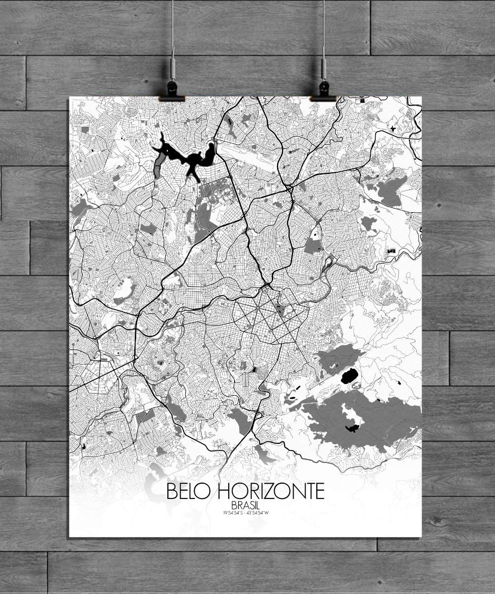 Mapospheres Belo Horizonte Black and White full page design poster city map