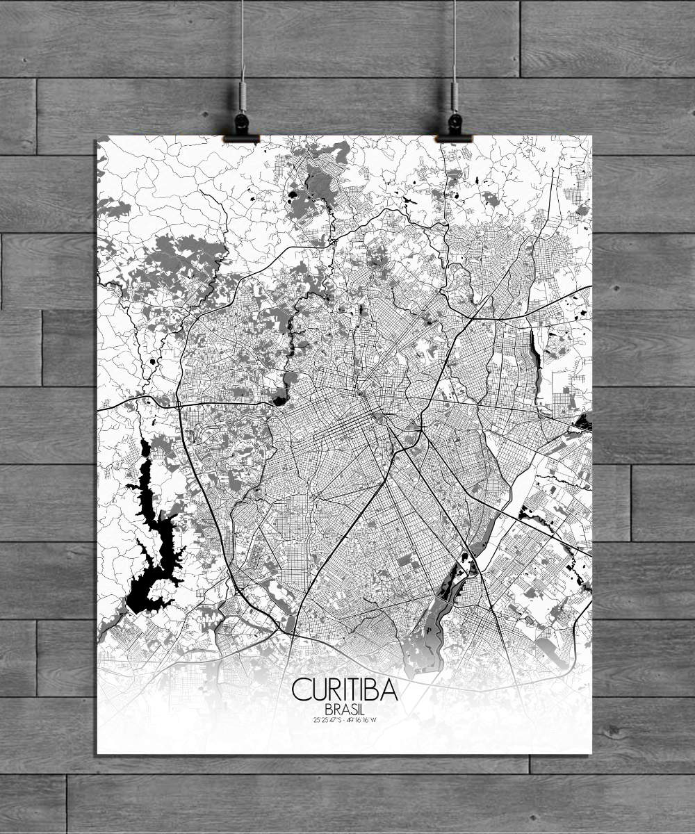 Mapospheres Curitiba Black and White full page design poster city map