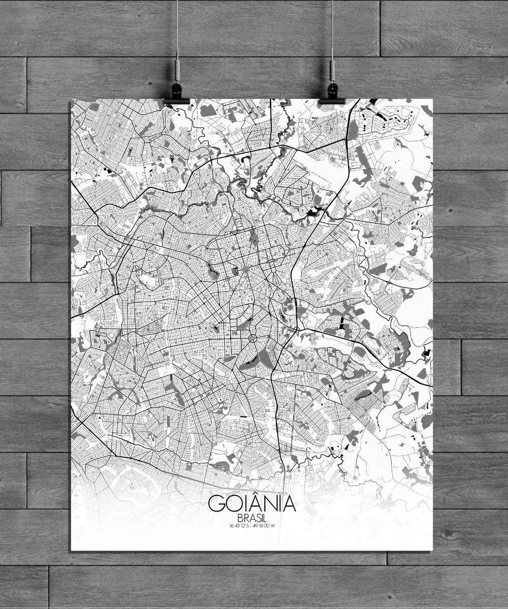 Mapospheres Goiania Black and White full page design poster city map