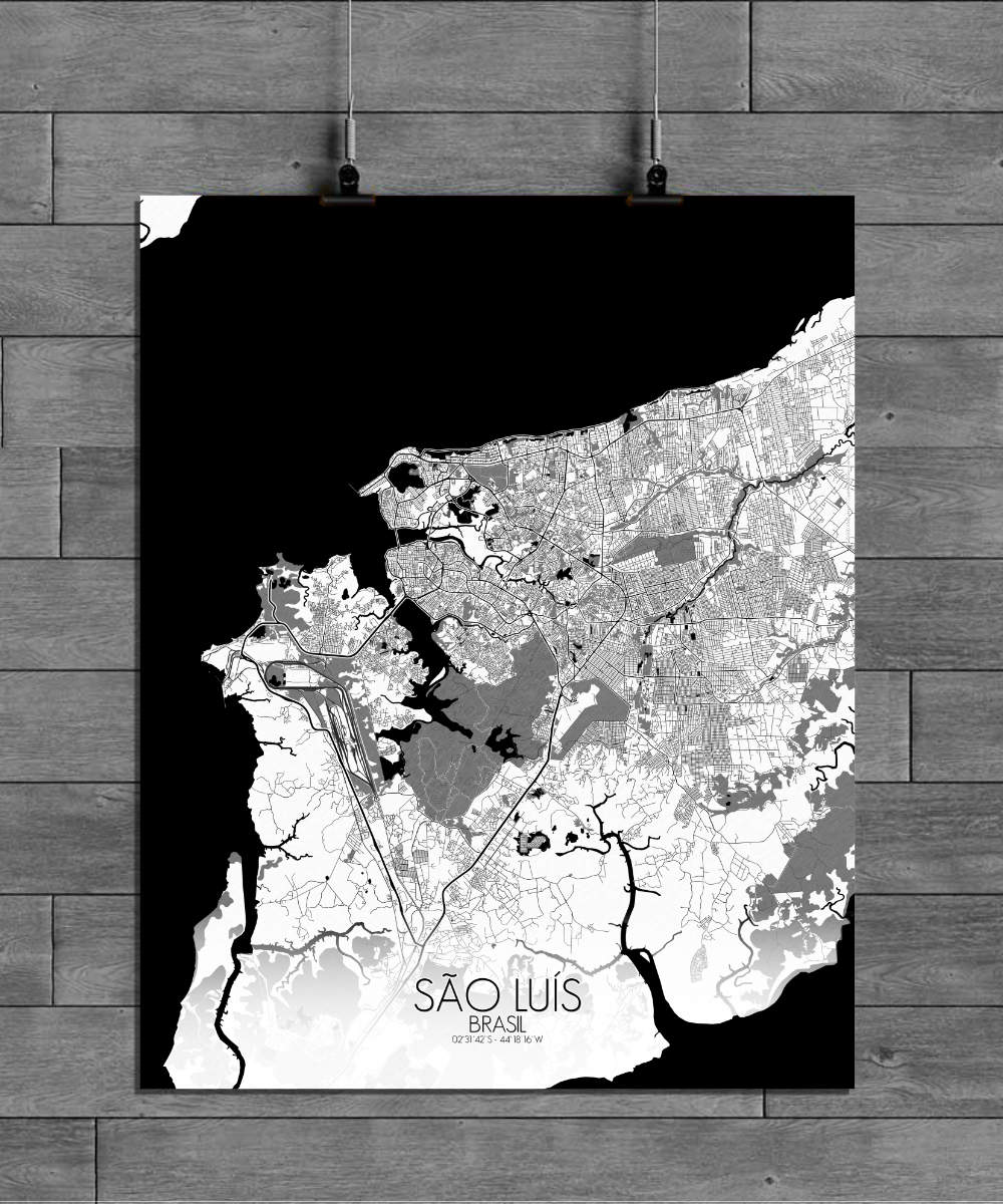 Mapospheres Sao Luis Black and White full page design poster city map