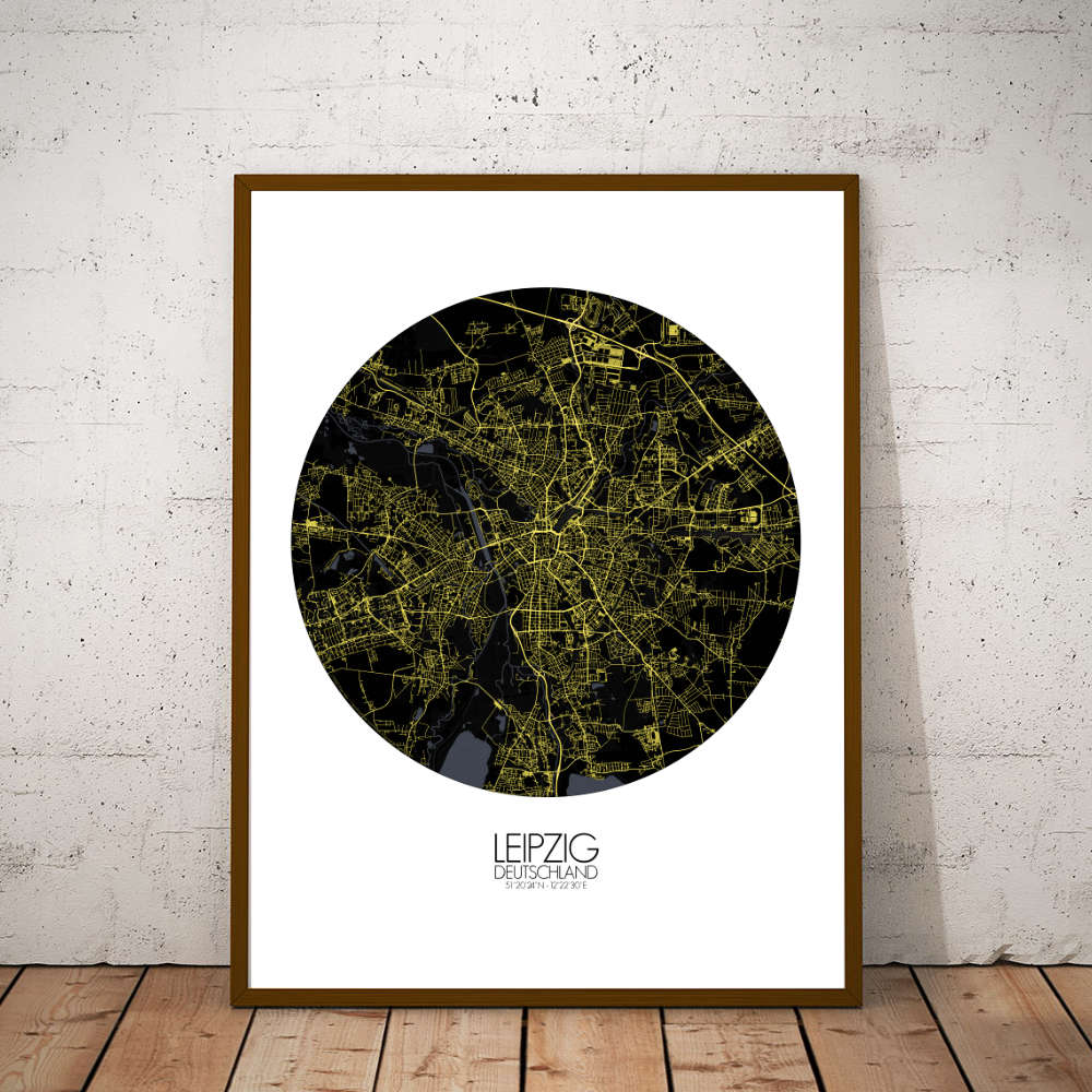 Mapospheres Leipzig Night round shape design poster city map