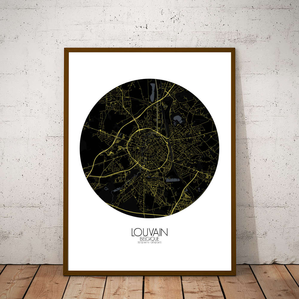 Mapospheres Leuven Night round shape design poster city map