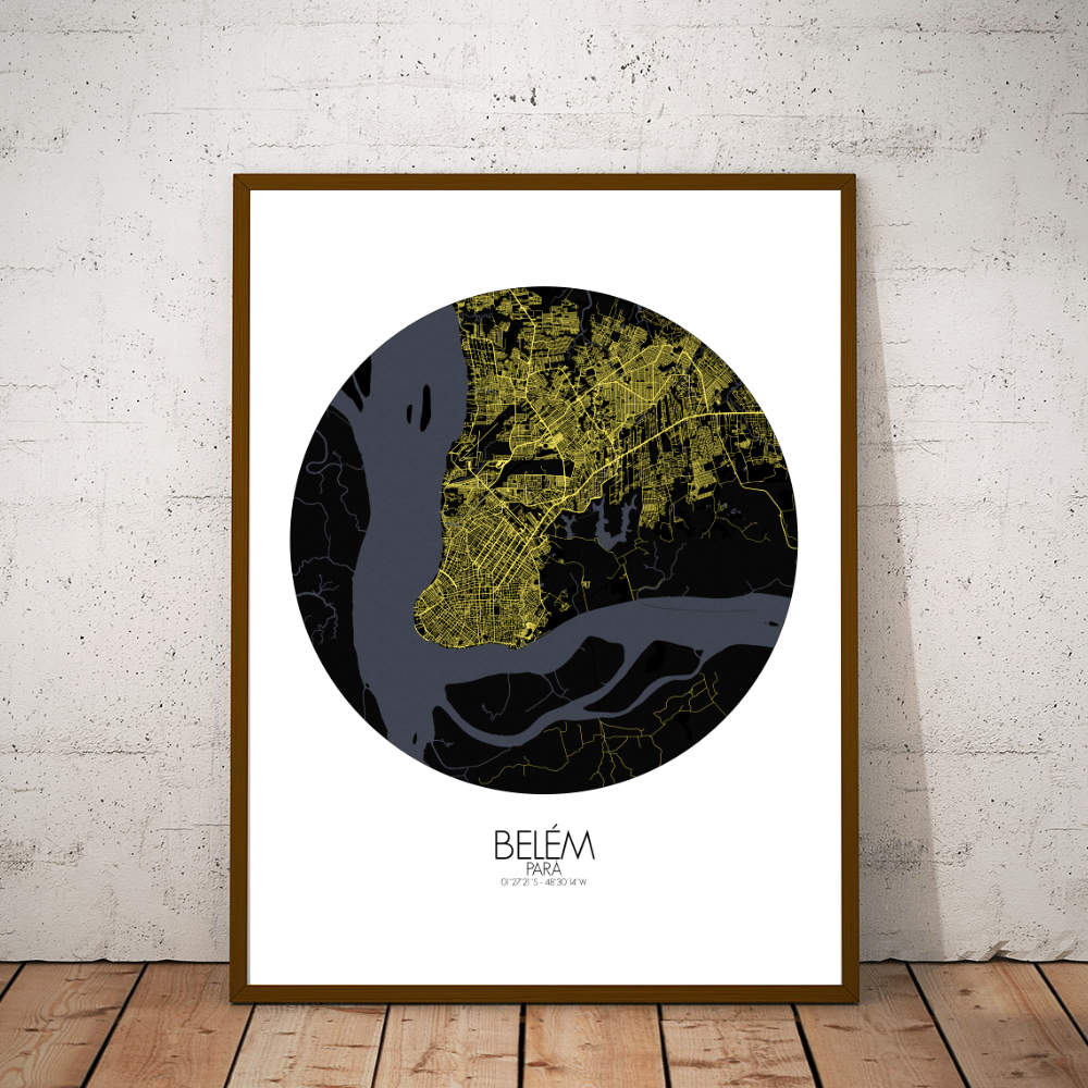 Mapospheres Belem Night round shape design poster city map