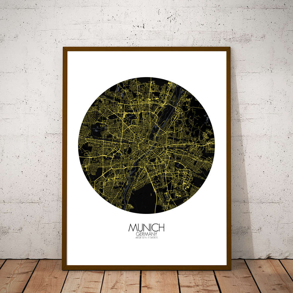 Mapospheres Munich Night round shape design poster city map