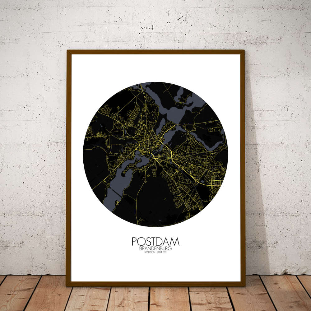 Mapospheres Postdam Night round shape design poster city map