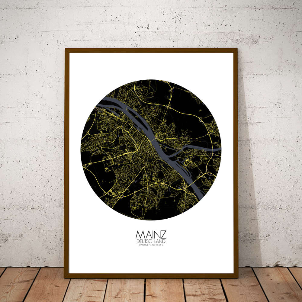 Mapospheres Mainz Night round shape design poster city map