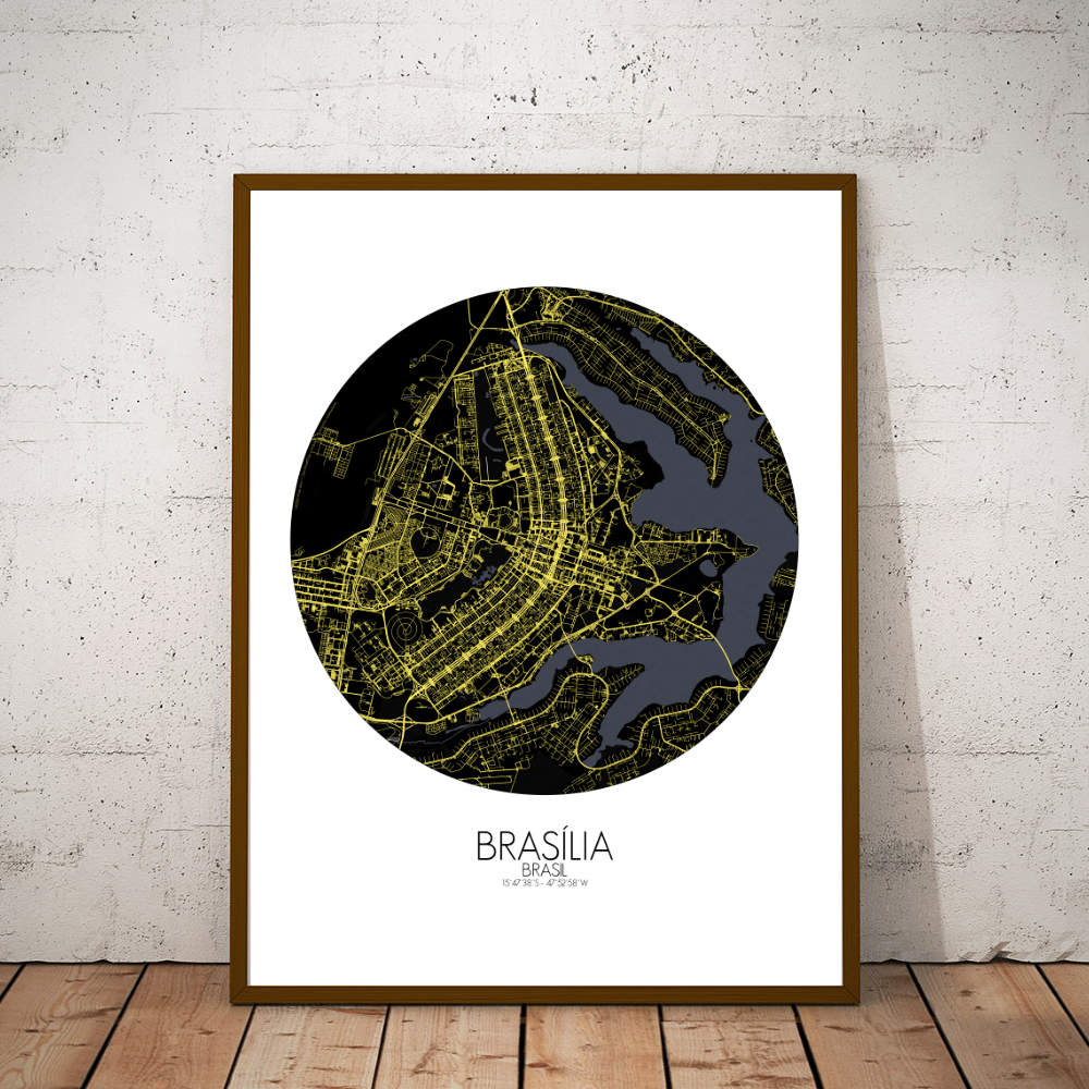 Mapospheres Brasilia Night round shape design poster city map