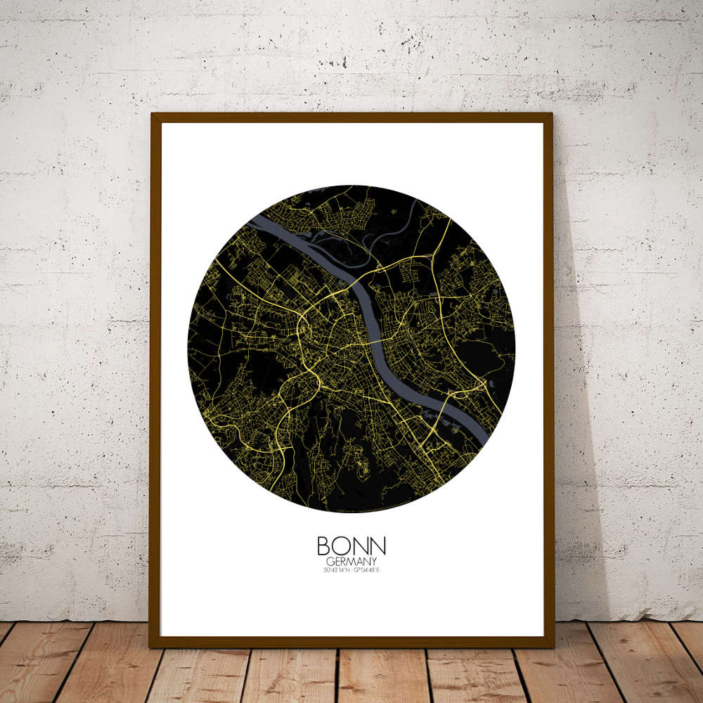 Mapospheres Bonn Night round shape design poster city map