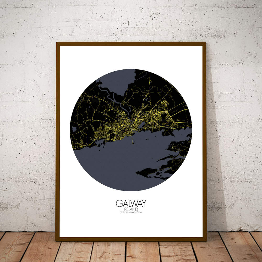 Mapospheres Galway Night round shape design poster city map