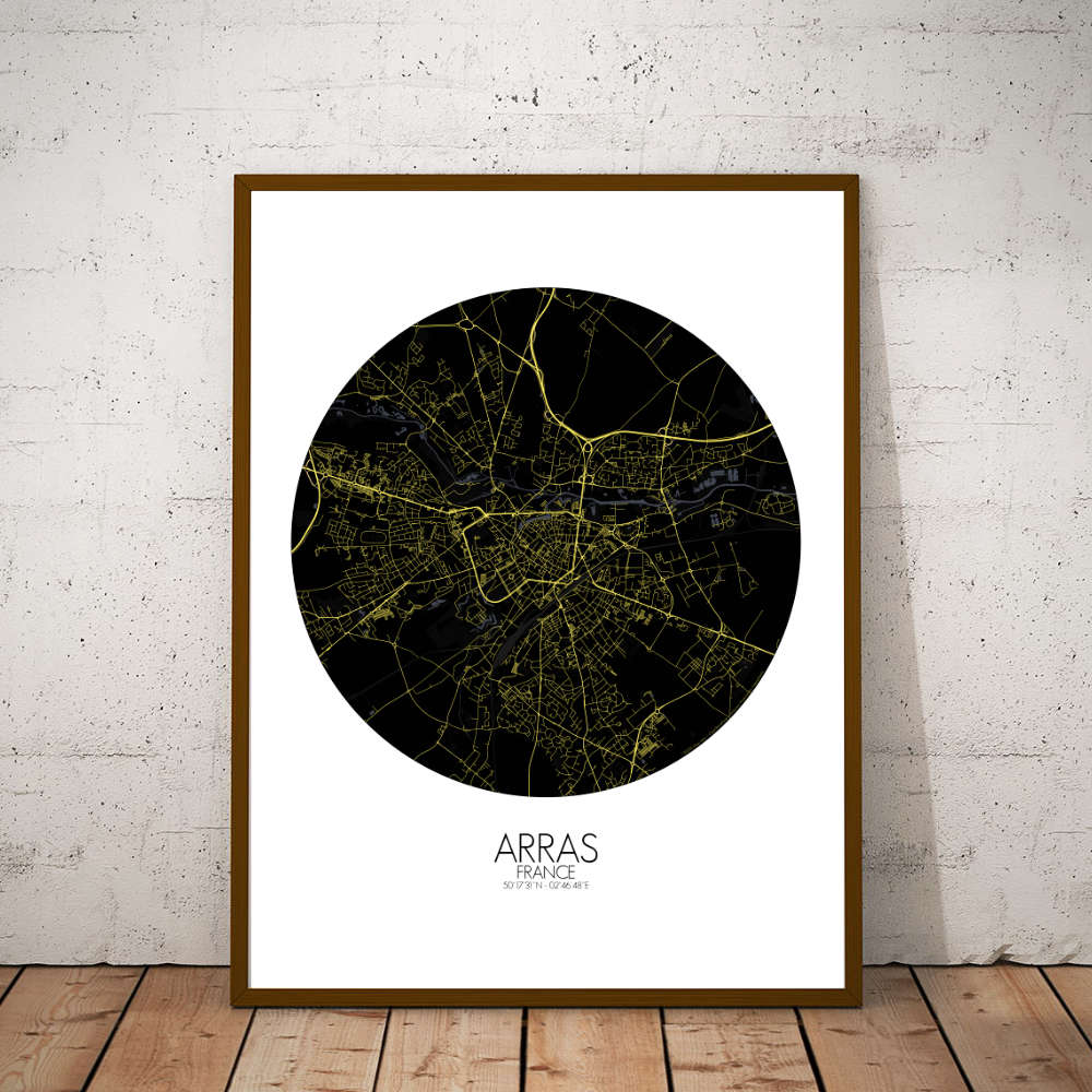 Mapospheres Arras Night round shape design poster city map