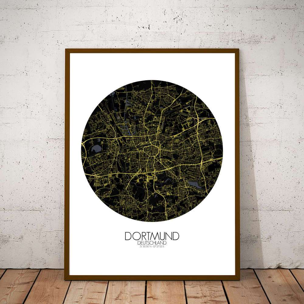 Mapospheres Dortmund Night round shape design poster city map