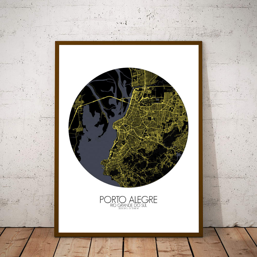 Mapospheres Porto Alegre Night round shape design poster city map