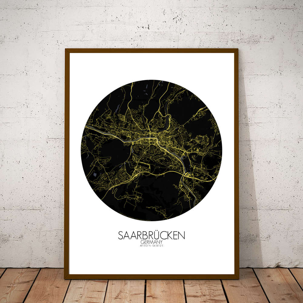 Mapospheres Saarbrucken Night round shape design poster city map