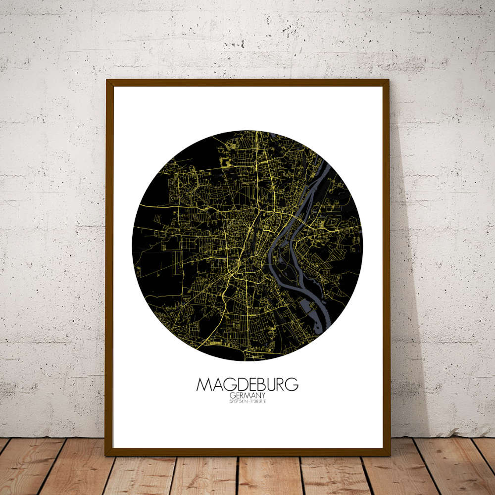 Mapospheres Magdeburg Night round shape design poster city map