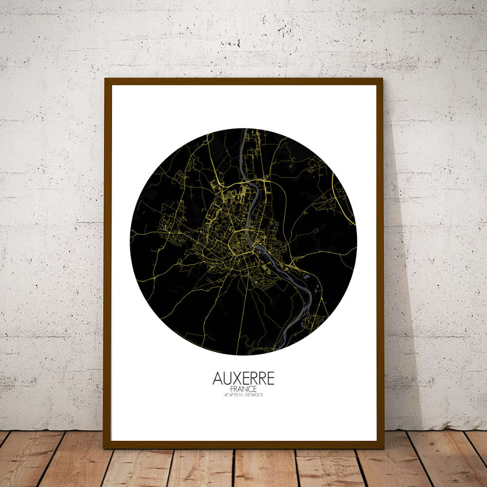 Mapospheres Auxerre Night round shape design poster city map