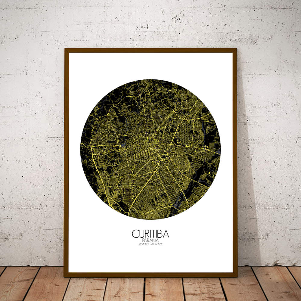 Mapospheres Curitiba Night round shape design poster city map