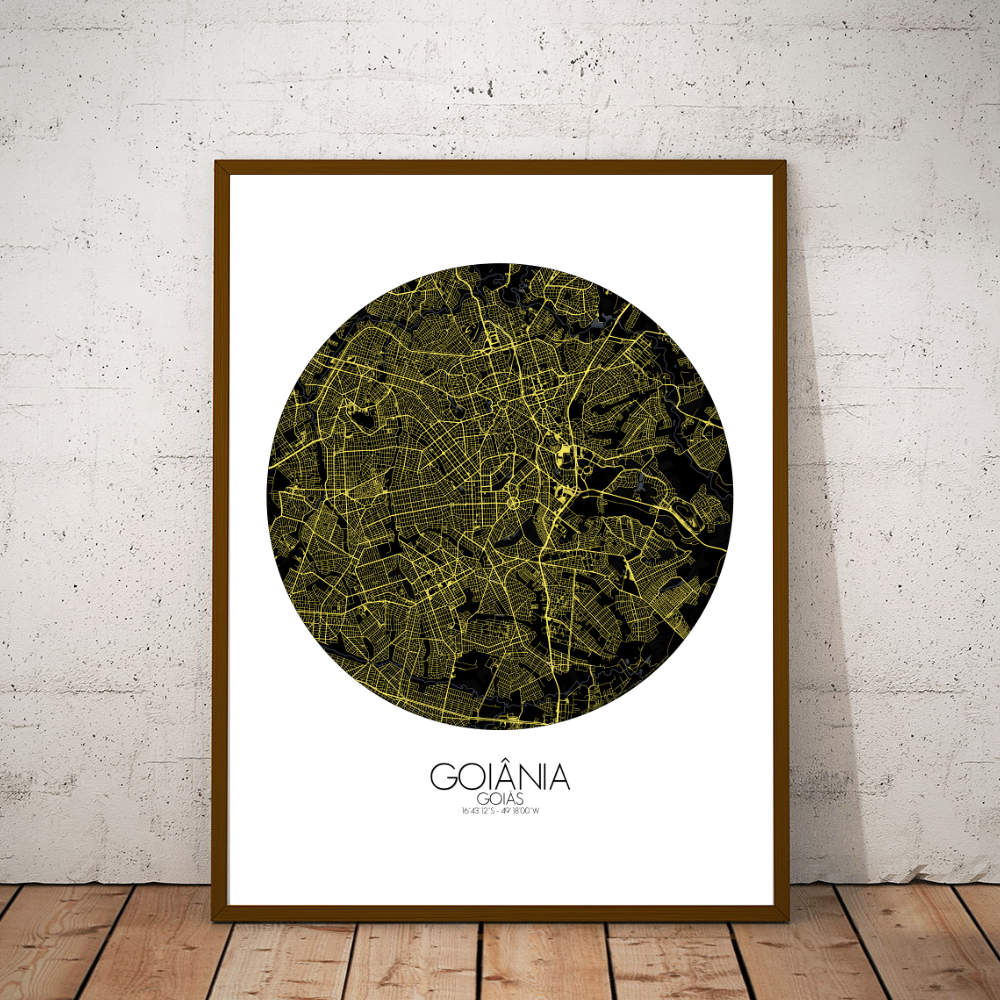 Mapospheres Goiania Night round shape design poster city map