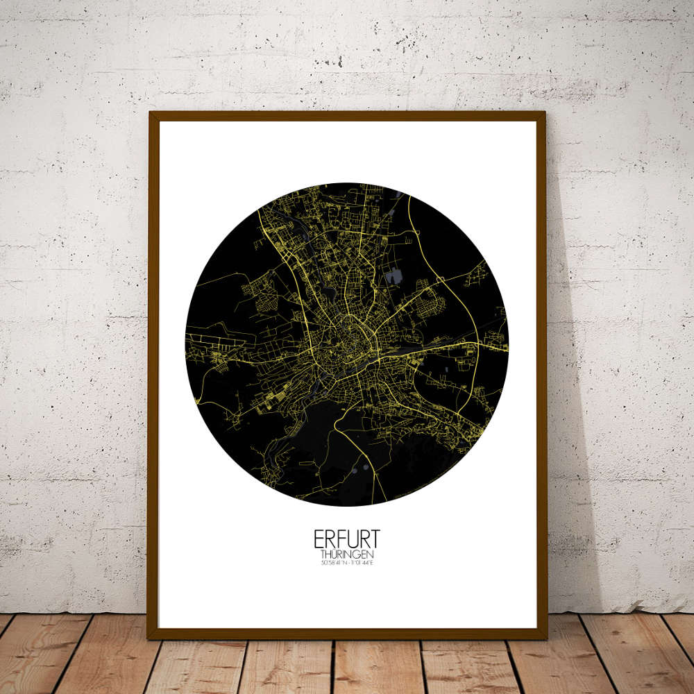 Mapospheres Erfurt Night round shape design poster city map