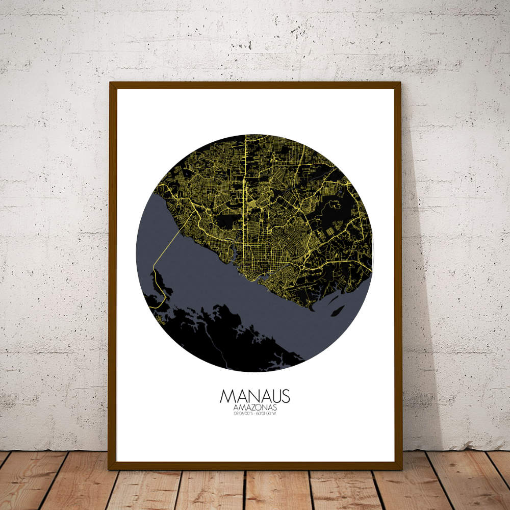 Mapospheres Manaus Night round shape design poster city map