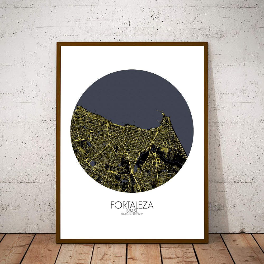 Mapospheres Fortaleza Night round shape design poster city map