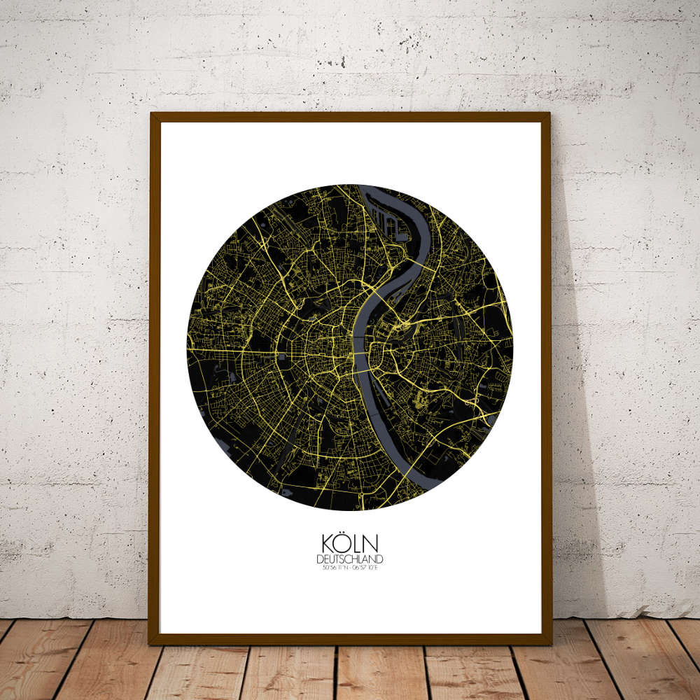 Mapospheres Cologne Night round shape design poster city map