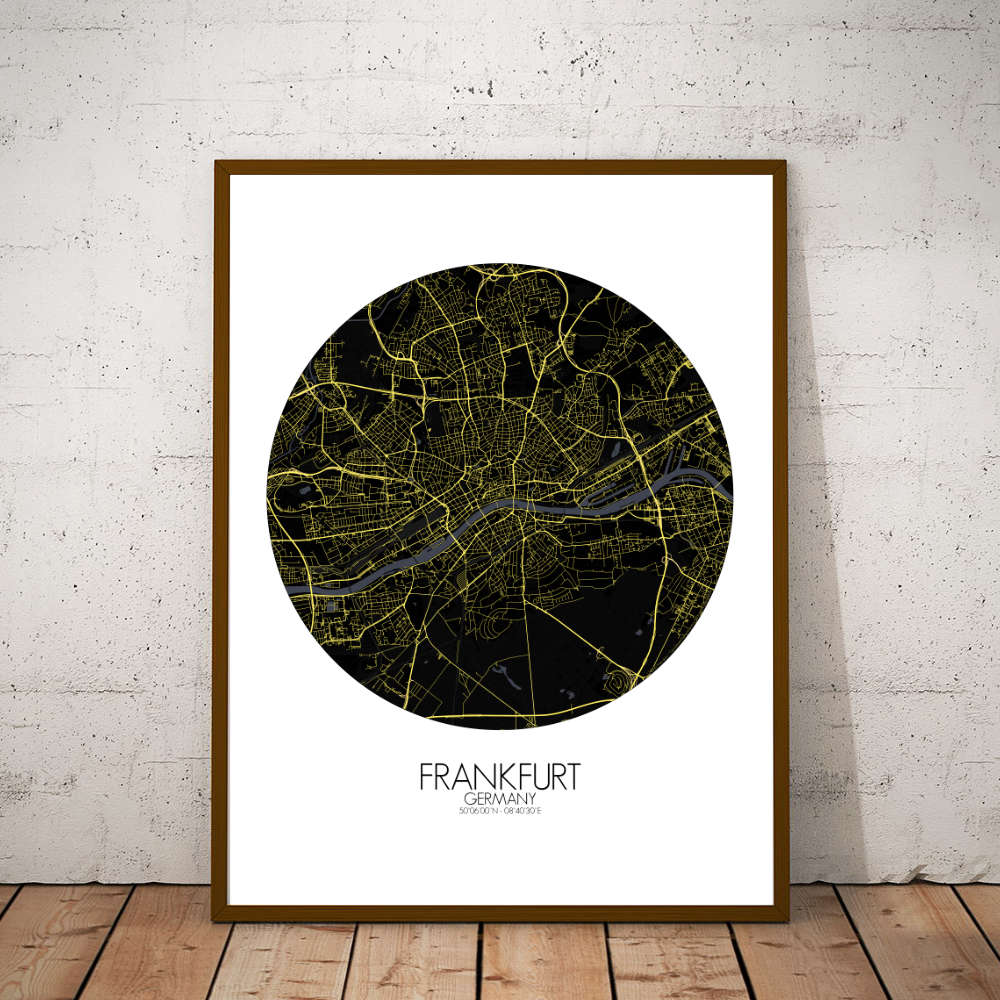 Mapospheres Frankfurt Night round shape design poster city map