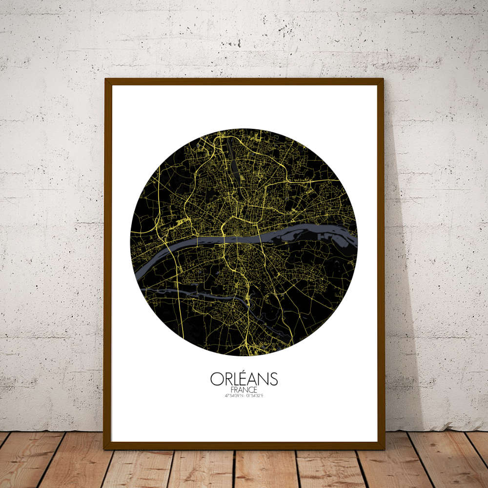 Mapospheres Orleans Night round shape design poster city map