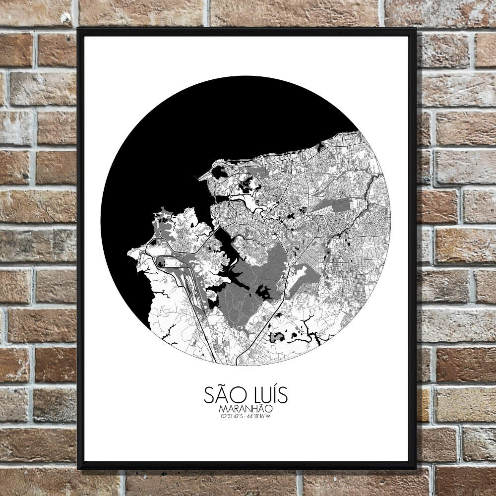 Mapospheres Sao Luis Black and White round shape design poster city map