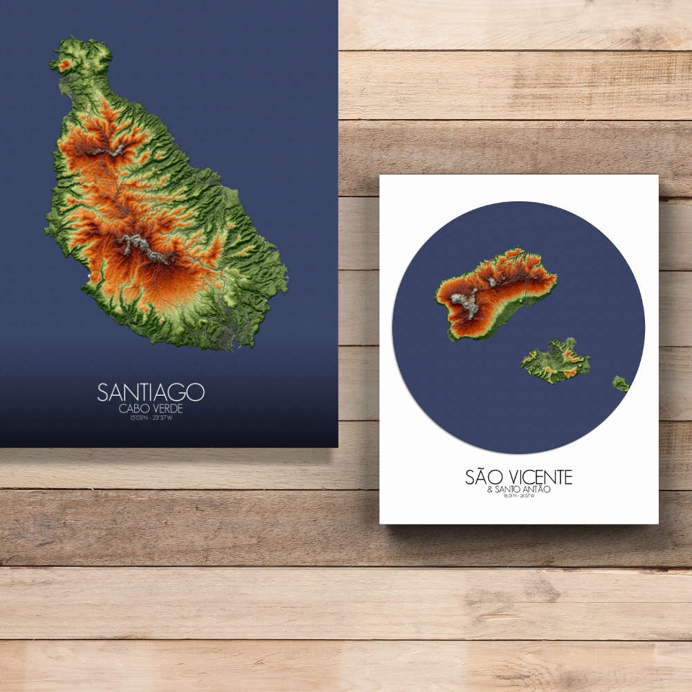 Atlantic Islands Cabo Verde elevation map mapospheres roundshape