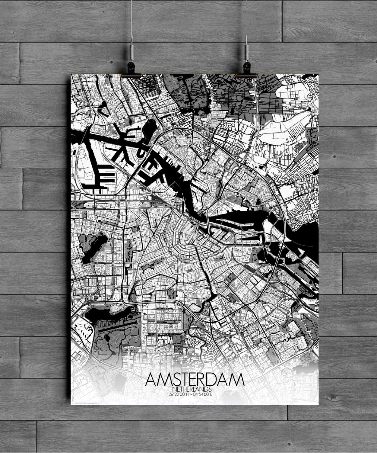 Amsterdam Netherlands | Large City Map print Custom Poster Wall Art –