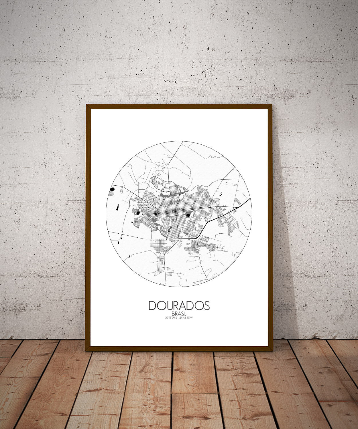 Mapospheres Dourados Black and White dark round shape design poster city map