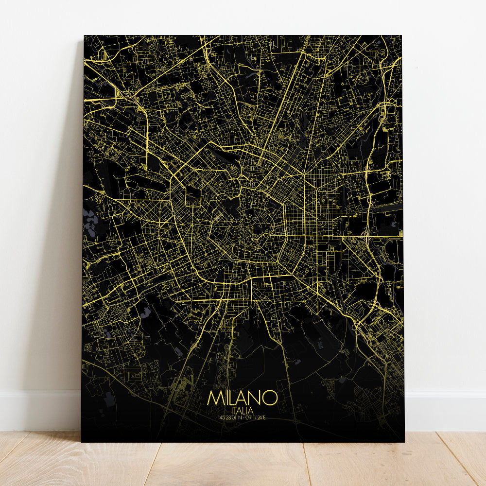 Mapospheres Milan Night Design full page design canvas city map