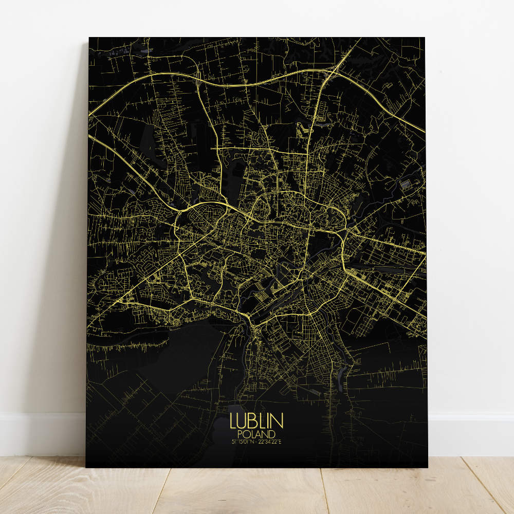 Mapospheres Lublin Night Design full page design canvas city map