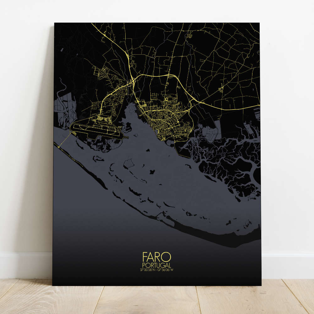 Mapospheres Faro Night Design full page design canvas city map