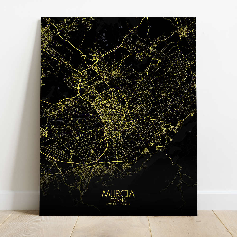 Mapospheres Murcia Red dark round shape design canvas city map