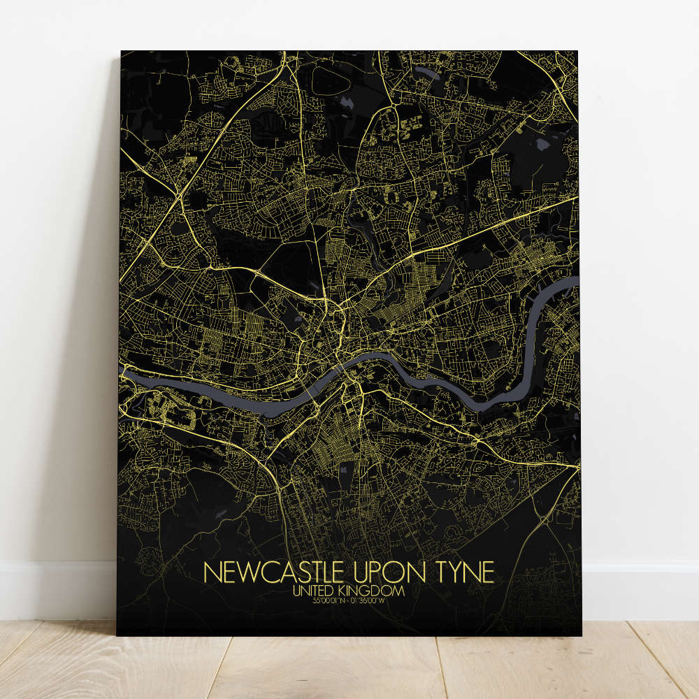 Mapospheres Newcastle Night Design full page design canvas city map
