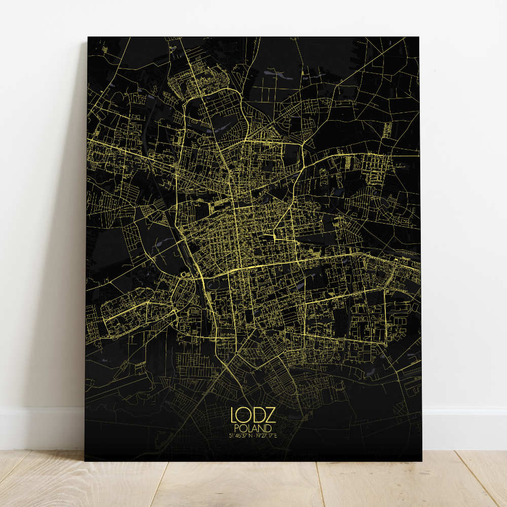 Mapospheres Lodz Night Design full page design canvas city map