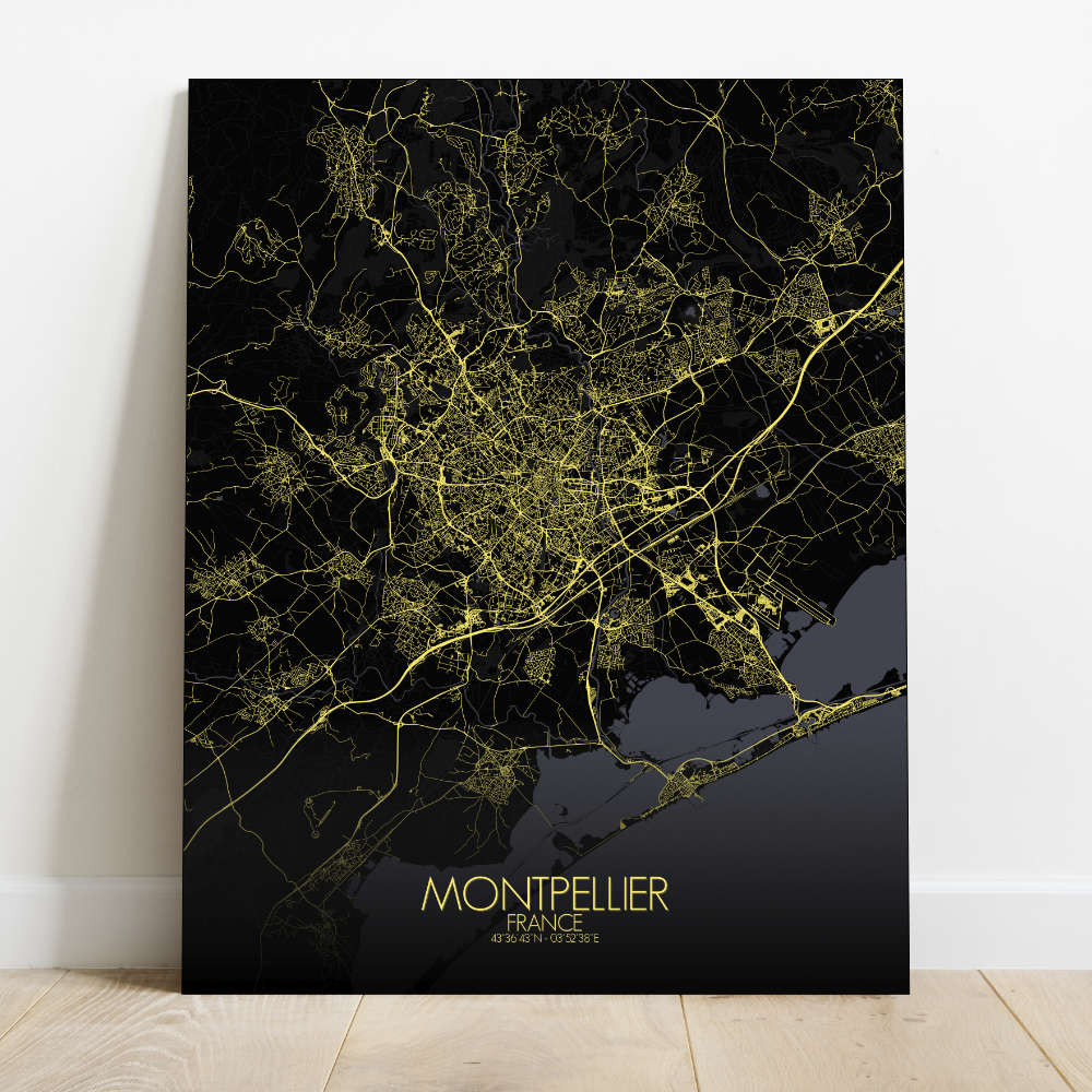 Mapospheres Montpellier Night Design full page design canvas city map