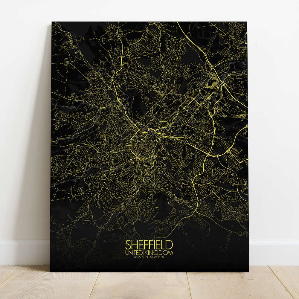 Mapospheres Sheffield Night Design full page design canvas city map