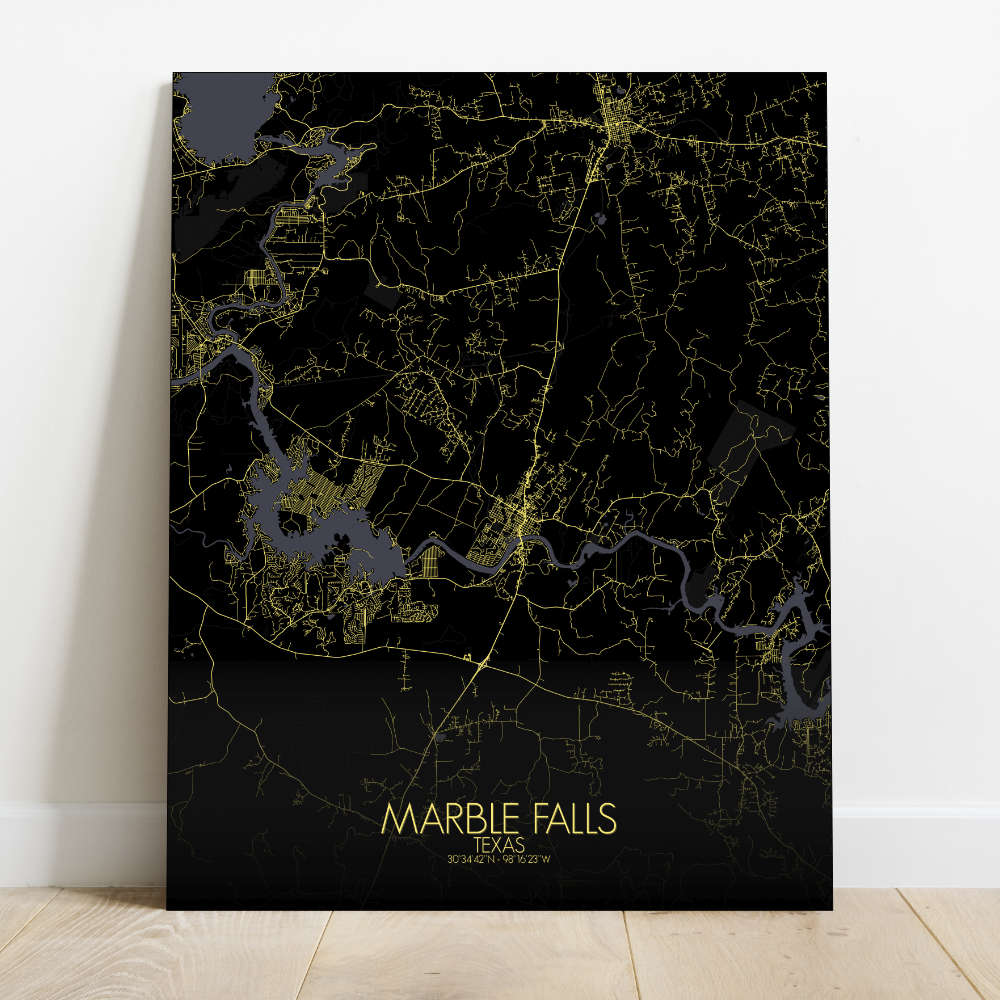 Mapospheres Marble Falls Night Design full page design canvas city map