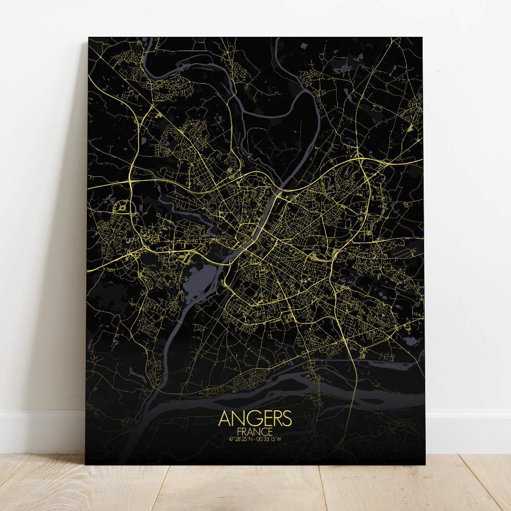 Mapospheres angers Night Design full page design canvas city map