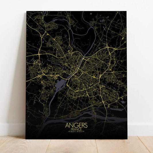 Mapospheres angers Night Design full page design canvas city map