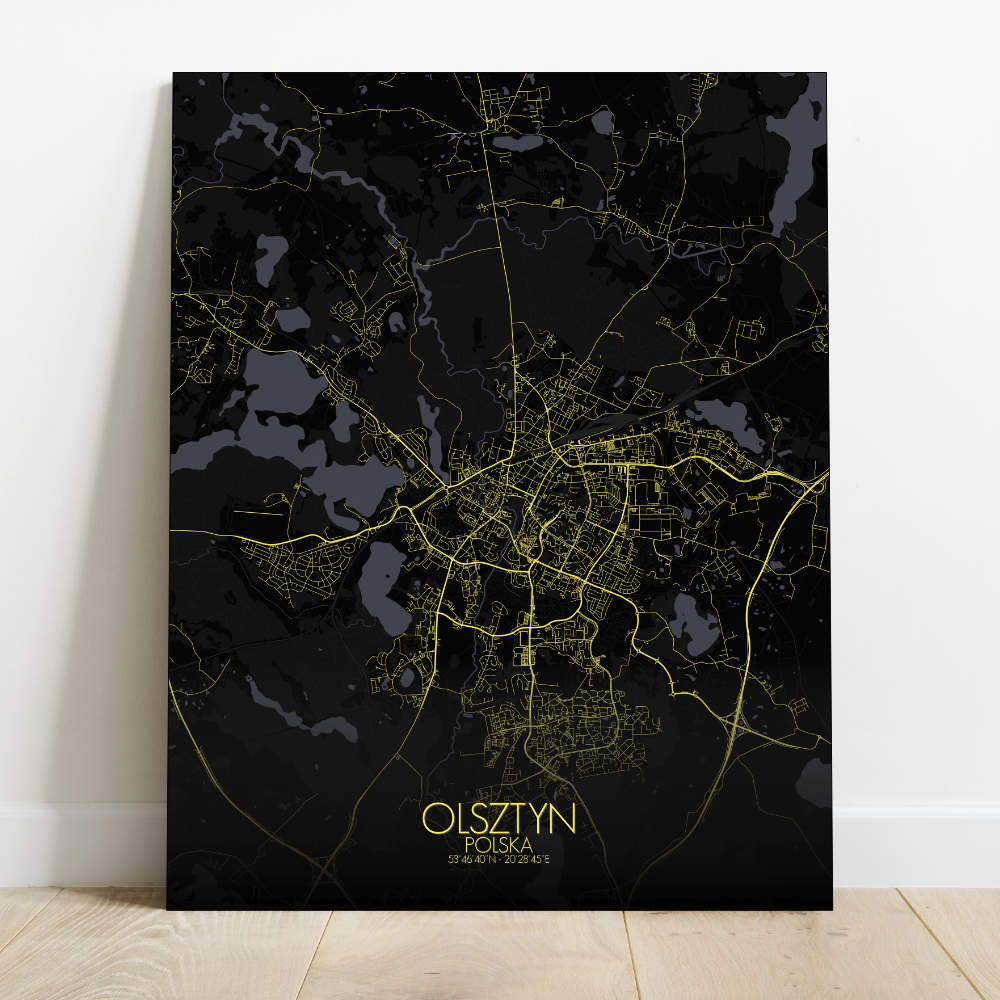 Mapospheres Olsztyn Night Design full page design canvas city map