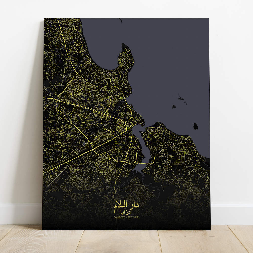 Mapospheres Dar es Salaam Night design full page design canvas city map