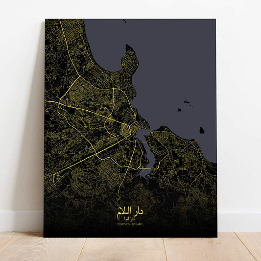 Mapospheres Dar es Salaam Night design full page design canvas city map