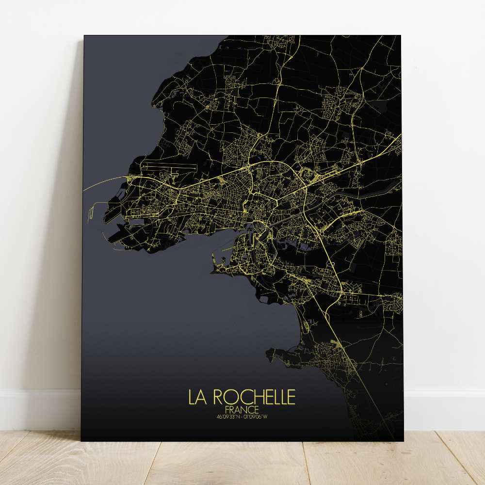 Mapospheres La Rochelle Night Design full page design canvas city map