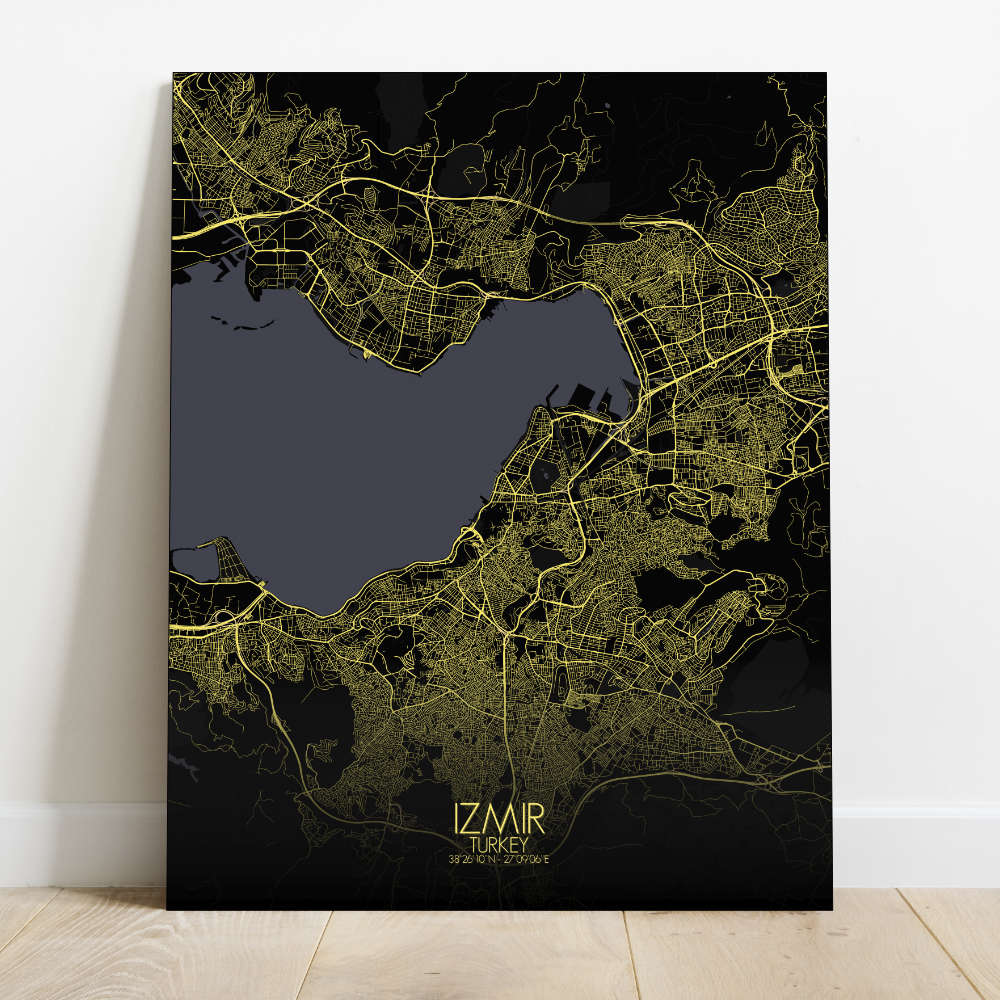 Mapospheres Izmir Night Design full page design canvas city map