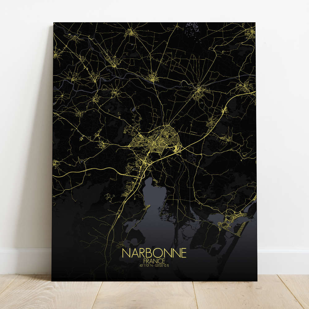 Mapospheres Narbonne Night Design full page design canvas city map