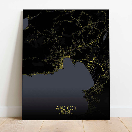 Mapospheres Ajaccio Night Design full page design canvas city map
