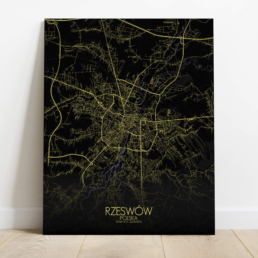 Mapospheres Rzeszow Night Design full page design canvas city map